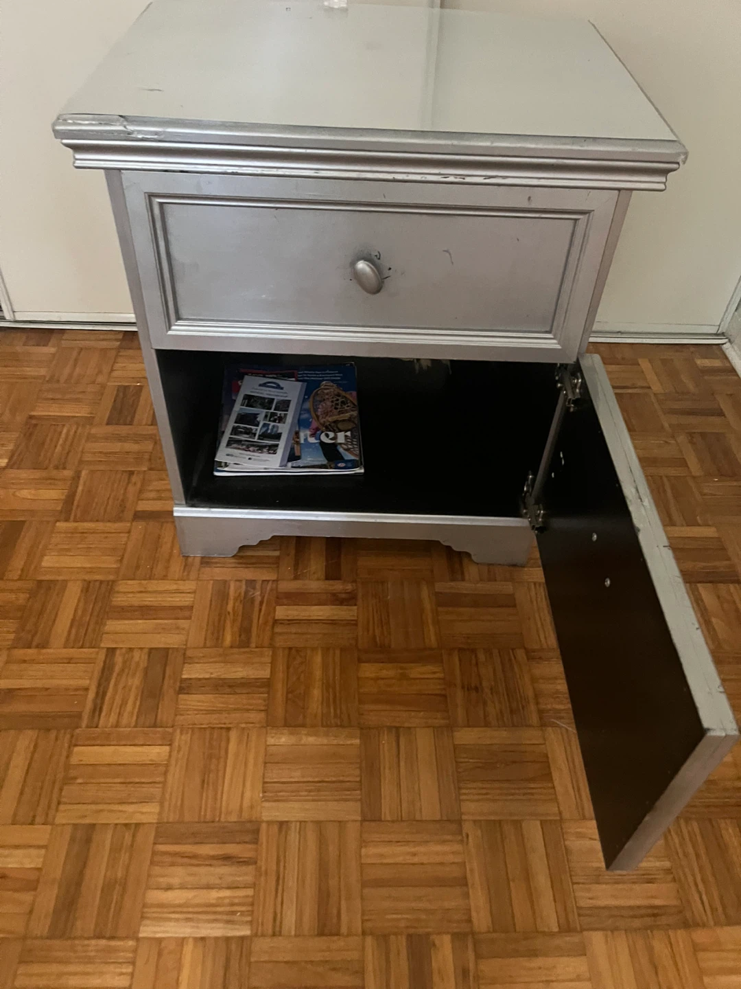 Nightstand, dresser, drawer, silver with match - photo 4