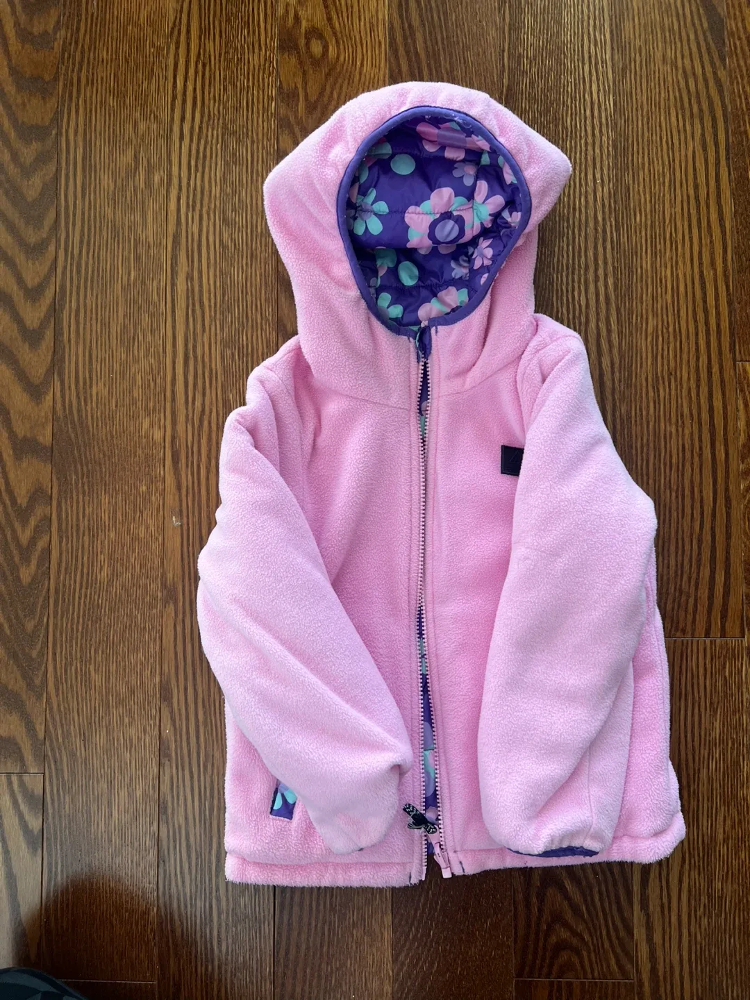 Girl's Purple Floral Puffer Jacket image indicator(4)
