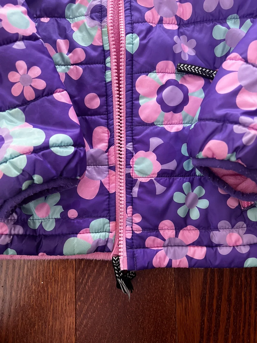 Girl's Purple Floral Puffer Jacket image indicator(2)