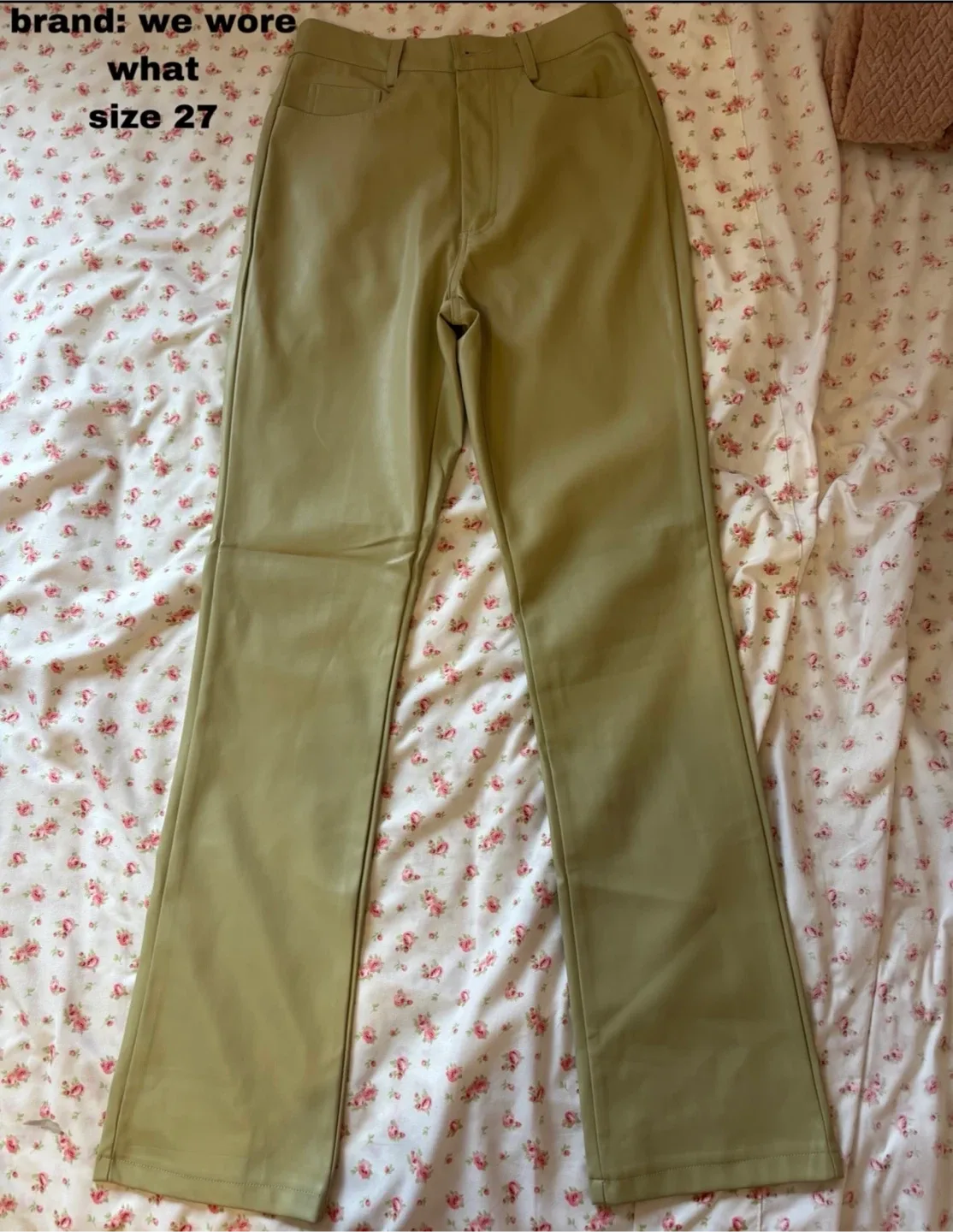 We Wore What Tan Faux Leather Pants thumbnail