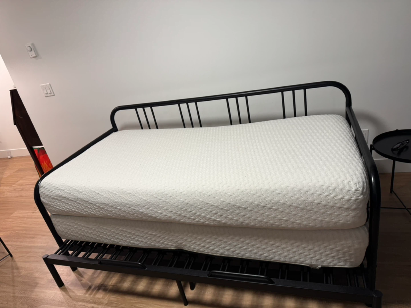 IKEA Daybed Frame - Black Metal + 2 Matress + 2 side round table