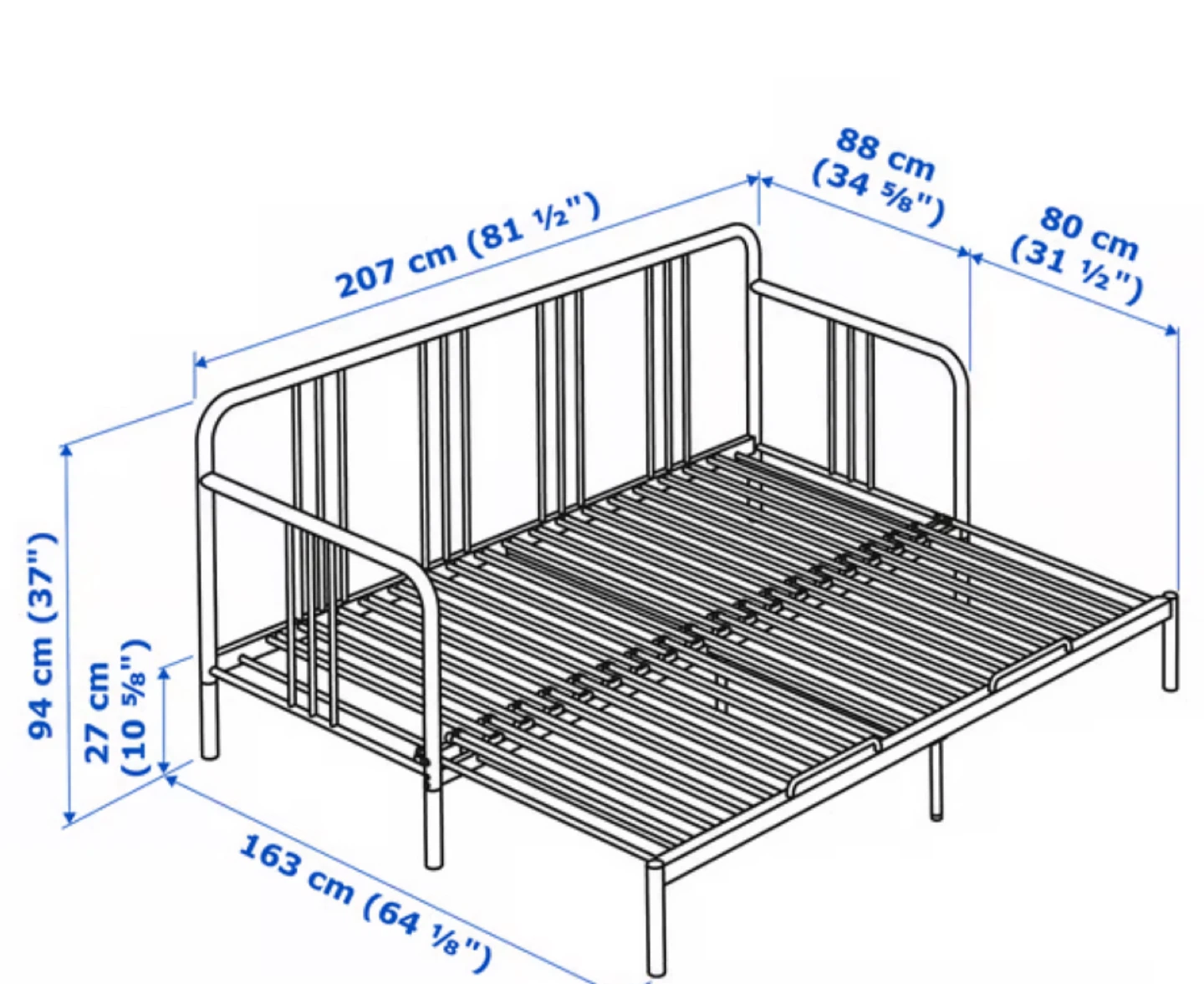 IKEA Daybed Frame - Black Metal + 2 Matress + 2 side round table - photo 3
