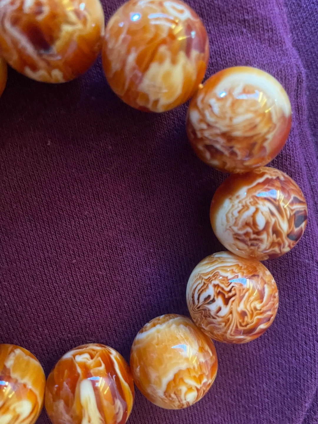 Hand Beaded Resin Bracelets - Red, Brown, Orange - photo 3