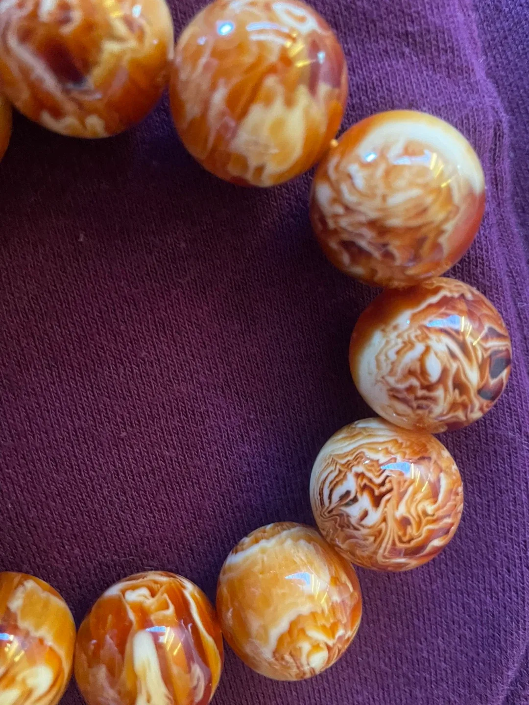 Hand Beaded Resin Bracelets - Red, Brown, Orange image indicator(3)