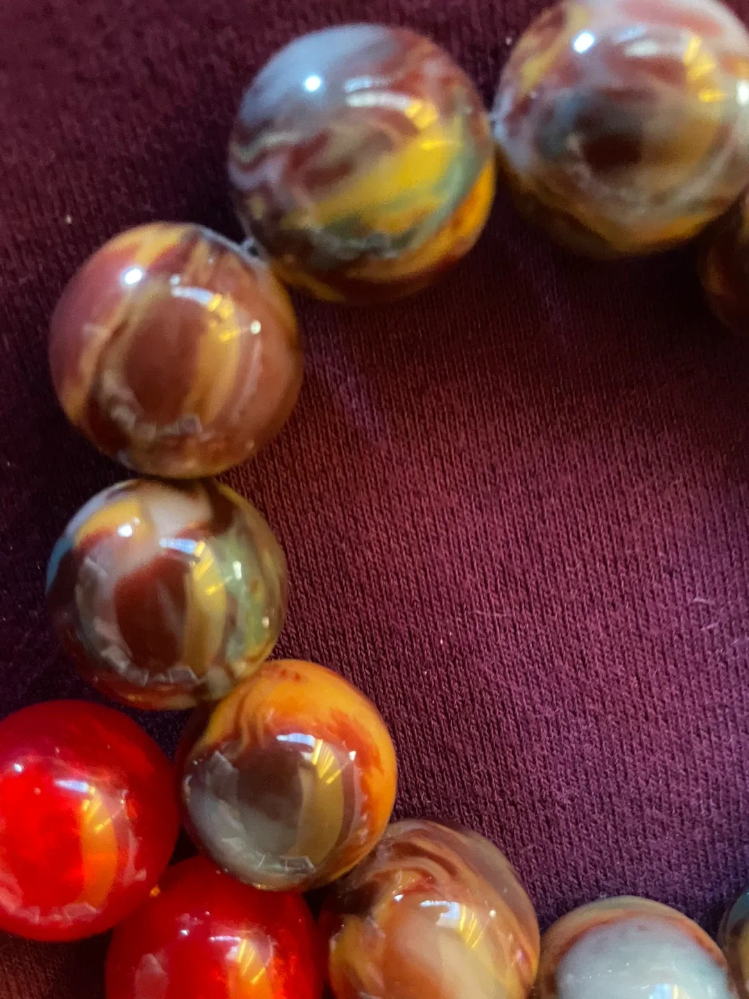 Hand Beaded Resin Bracelets - Red, Brown, Orange image indicator(2)