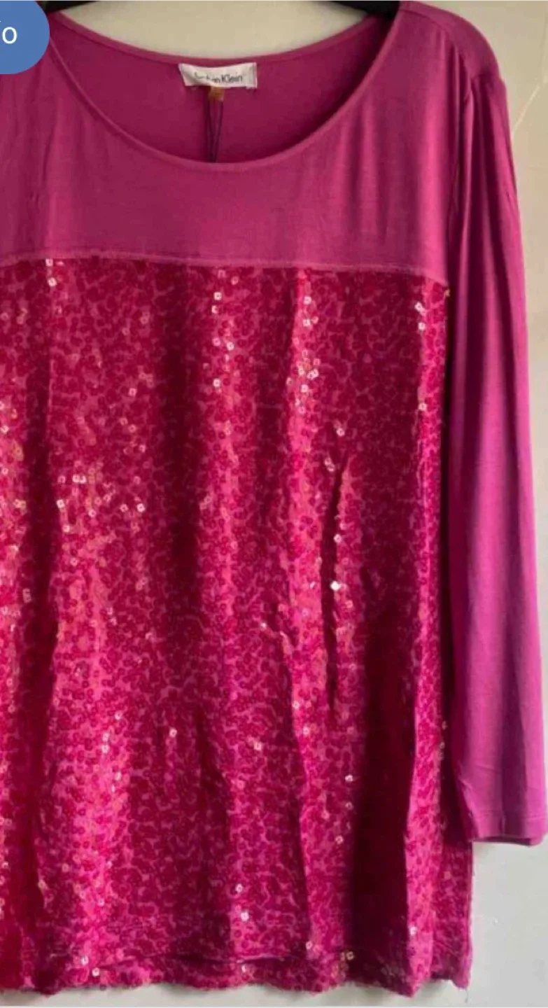 Calvin Klein Pink Sequin Top - Size M image indicator(2)