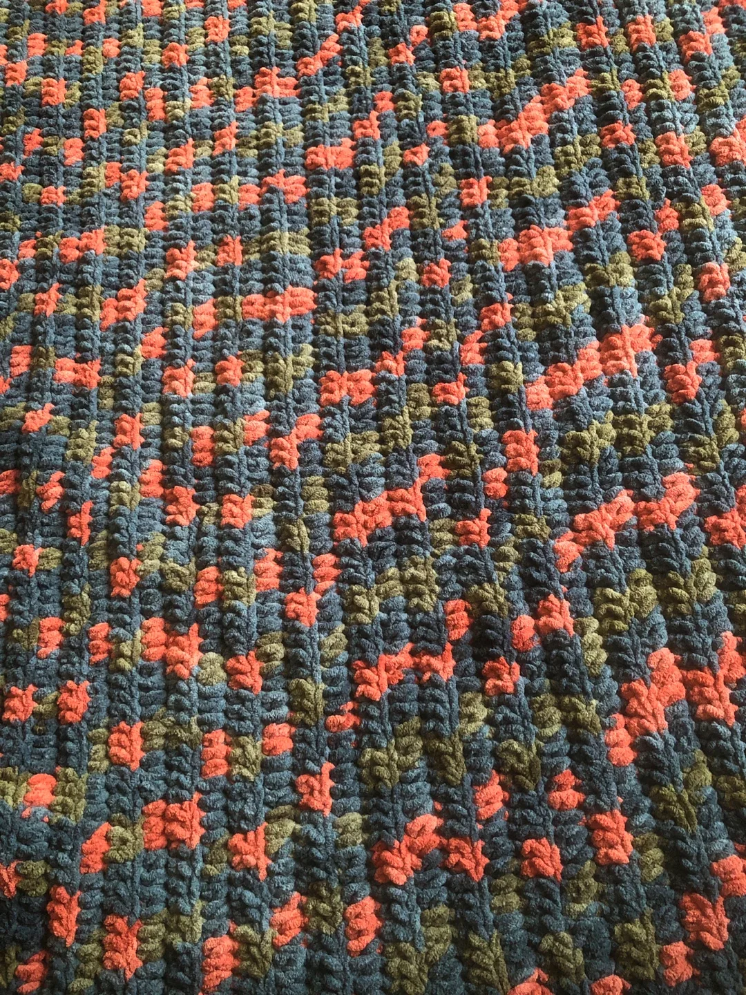Handmade Crochet Blanket - Orange & Grey image indicator(4)