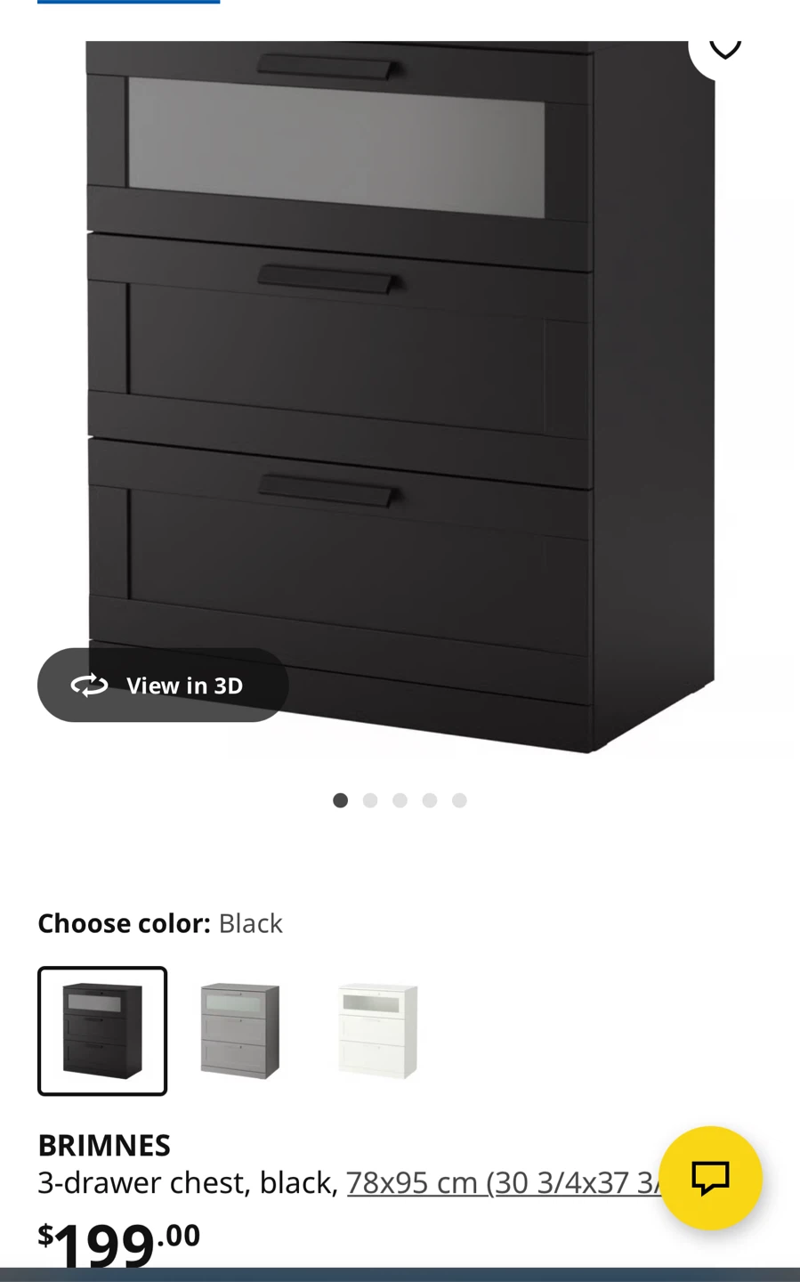 IKEA Brimnes 3-Drawer Chest - Black - photo 3