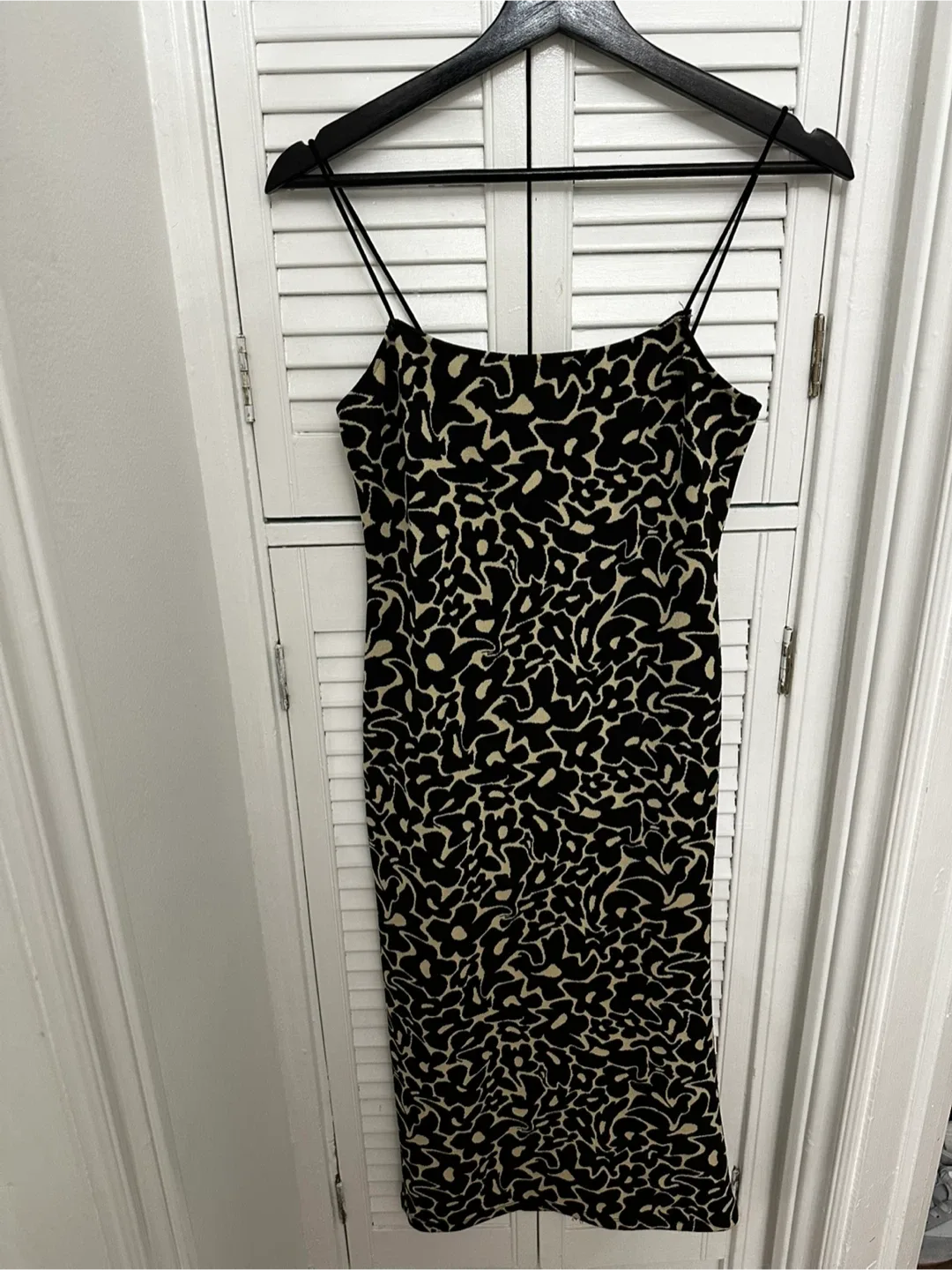 Zara Patterned Midi Dress - Black and Beige thumbnail