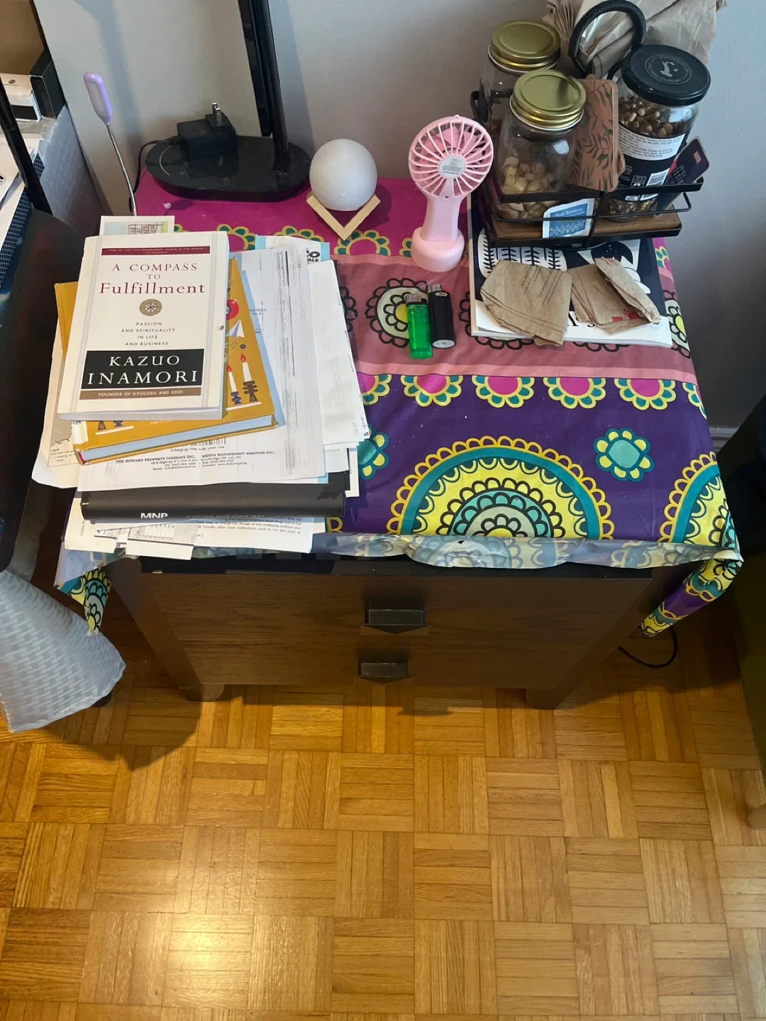 Brown Wood Nightstand with Drawers image indicator(2)