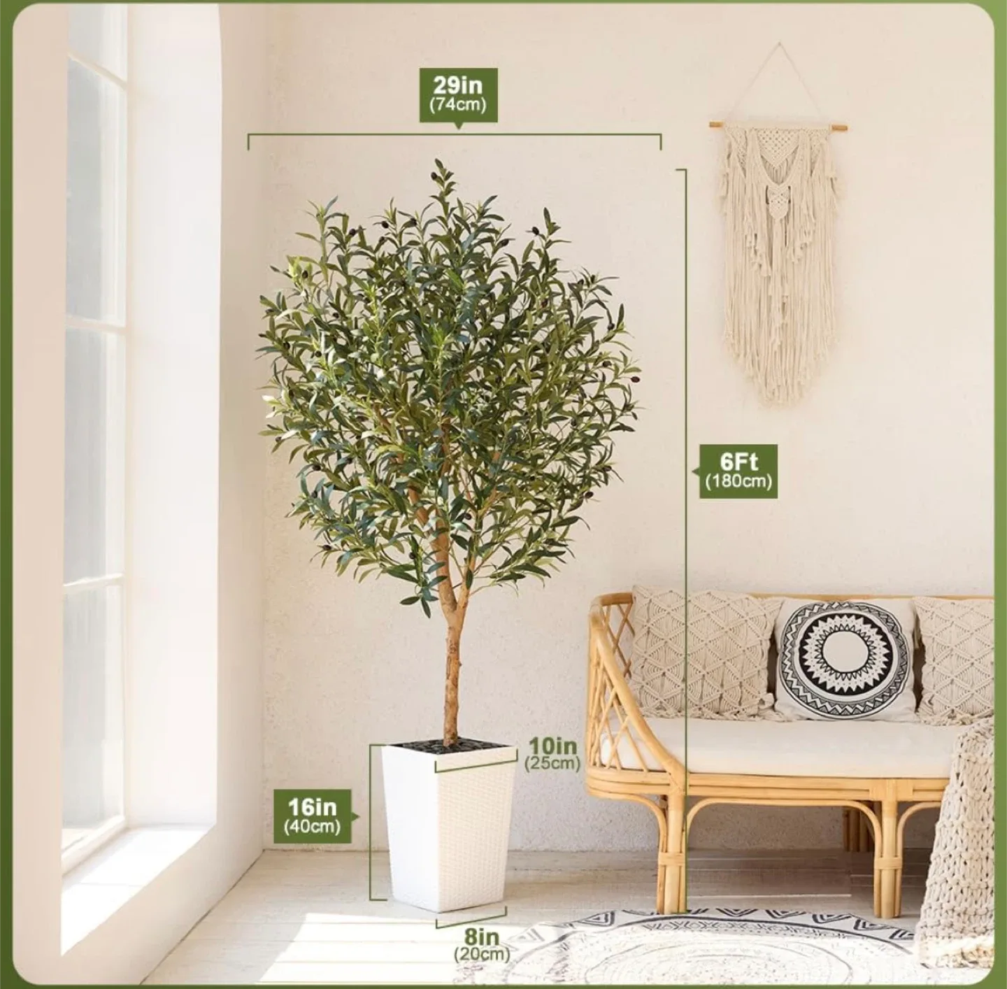 Faux Olive Tree in Pot - 6ft Tall image indicator(3)