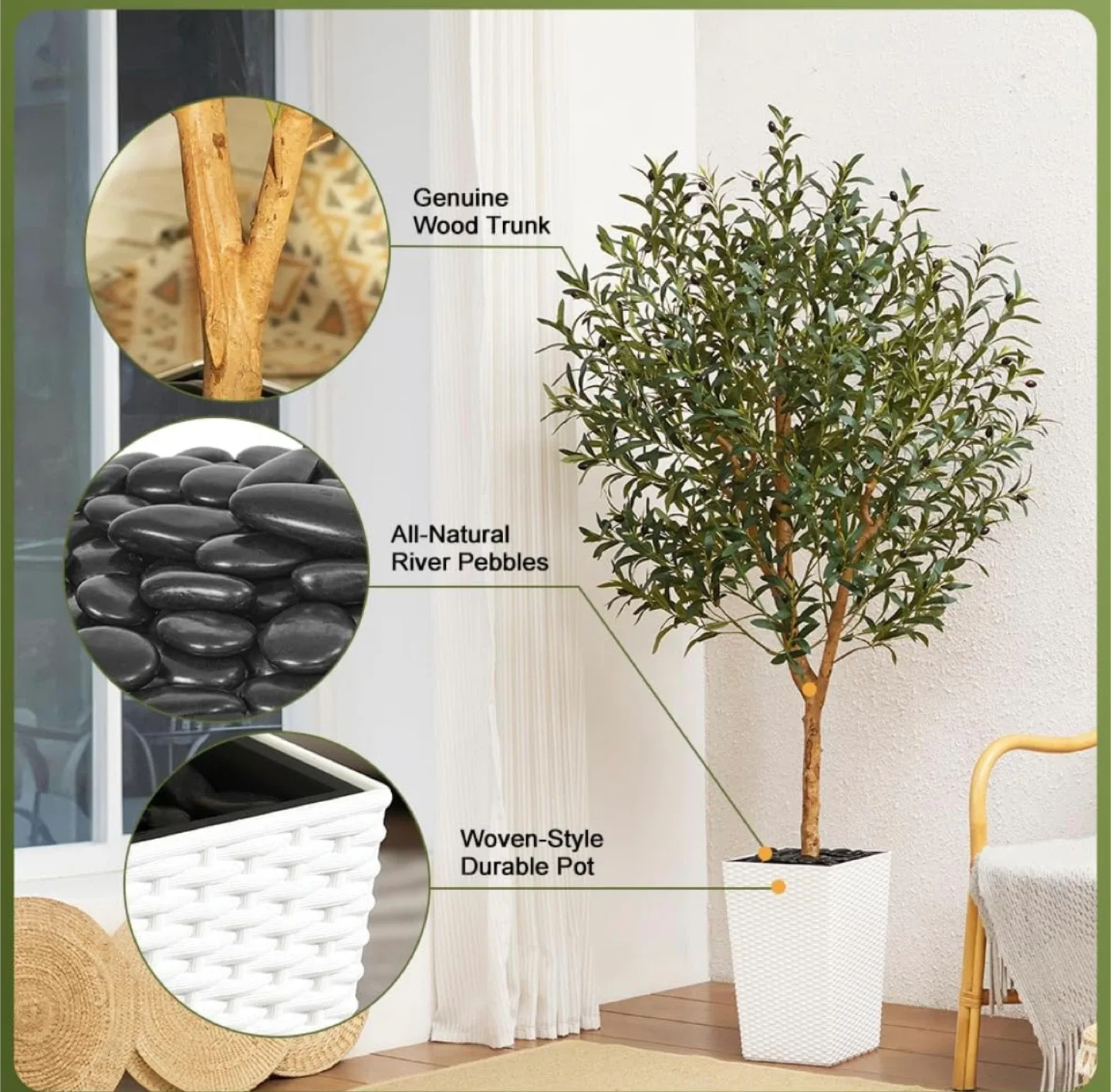 Faux Olive Tree in Pot - 6ft Tall image indicator(6)
