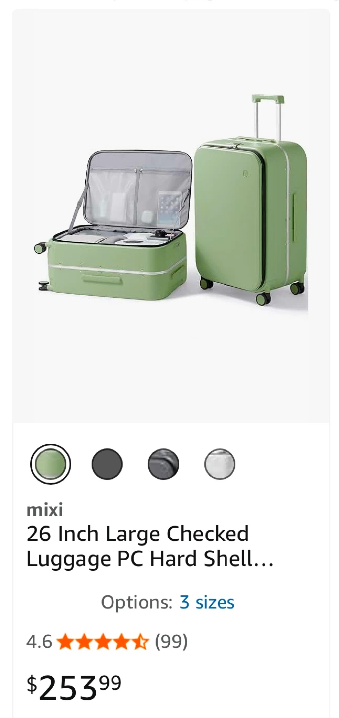Mixi 26-inch Large Checked Luggage - Green - photo 5