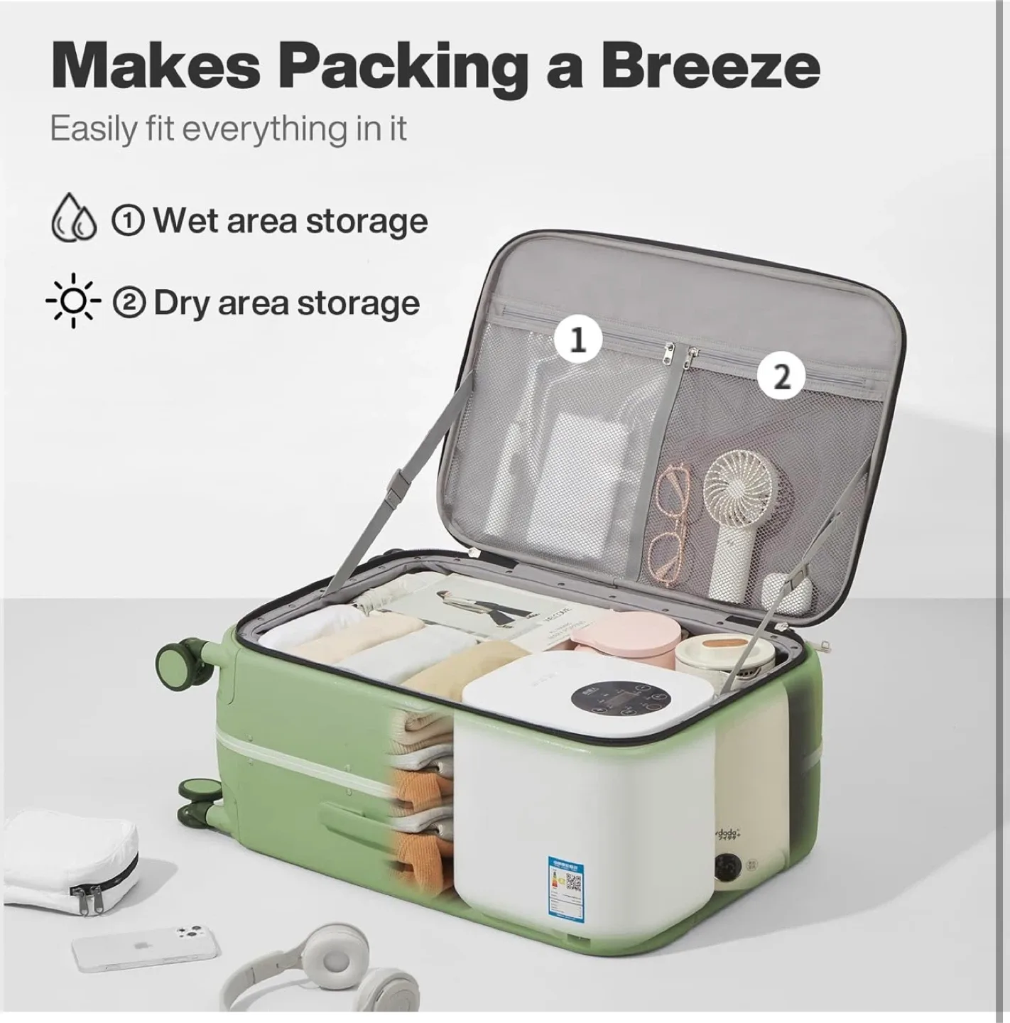 Mixi 26-inch Large Checked Luggage - Green image indicator(8)