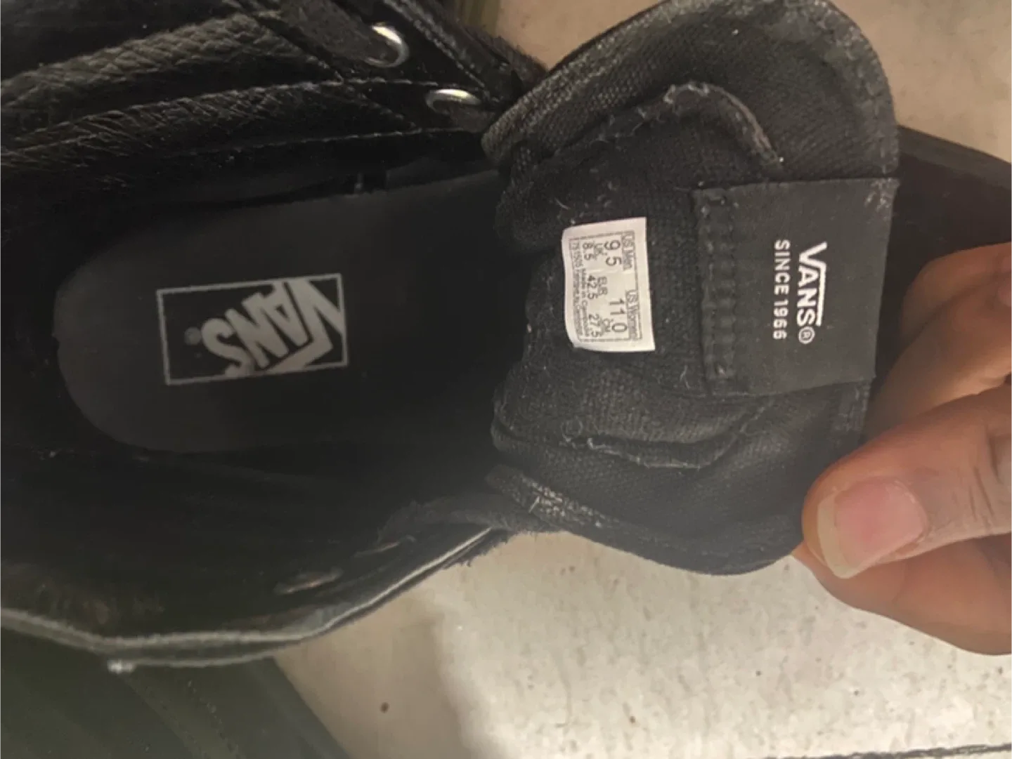 Vans Sk8-Hi High Top Black Shoes - Size 9.5 image indicator(3)