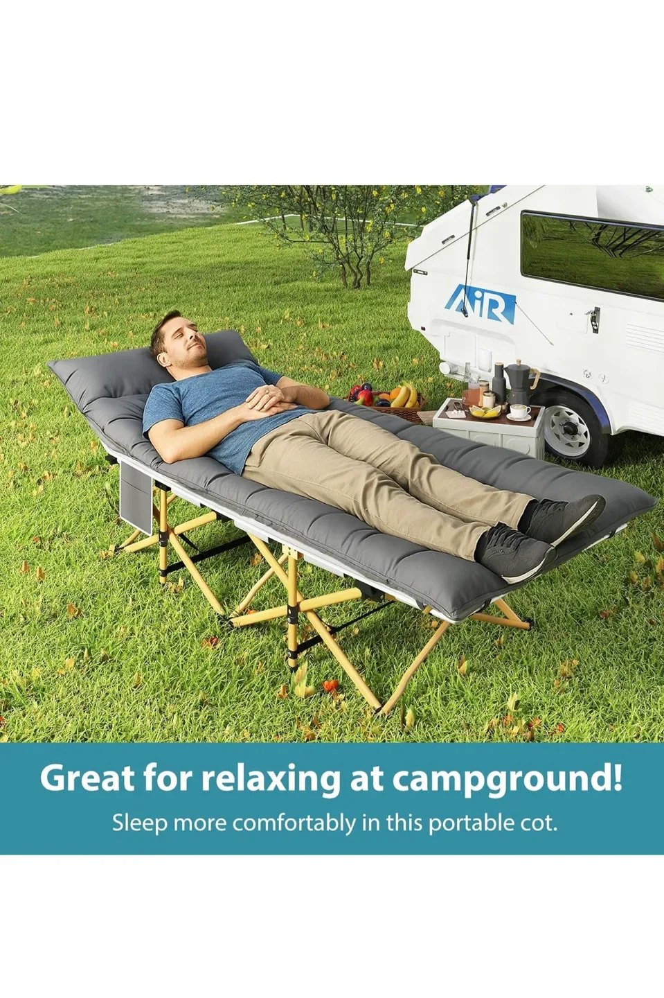 Portable Camping Cot with Mattress 75x28in image indicator(2)