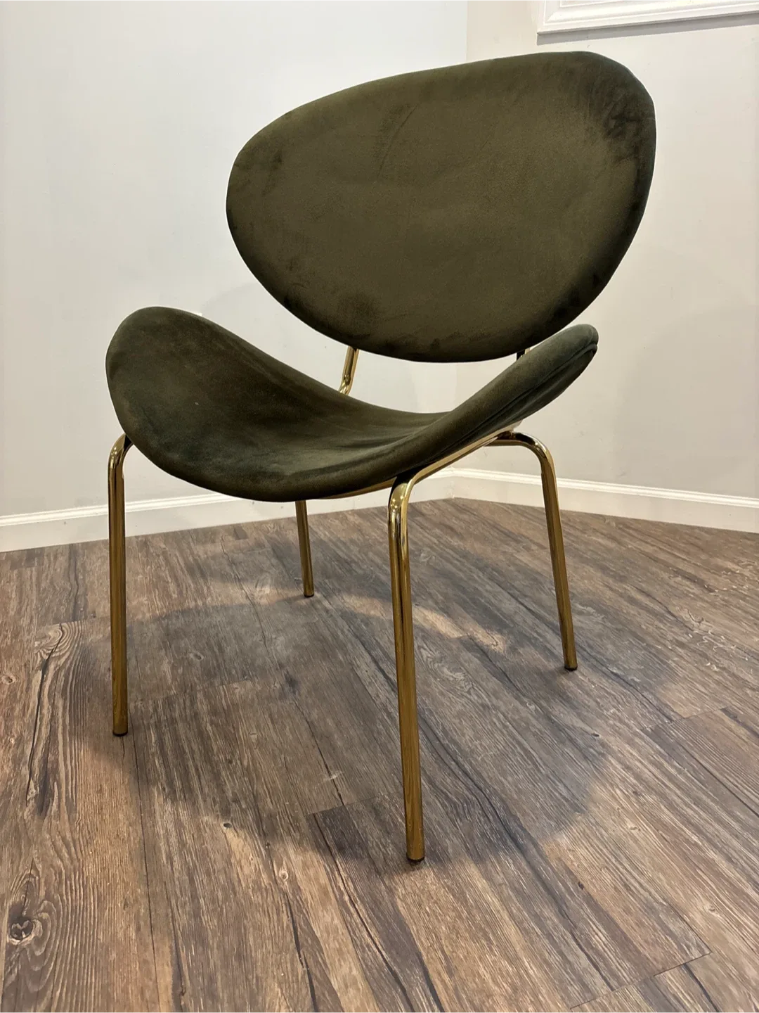 Olive Green Velvet Chair w/ Gold Legs image indicator(2)