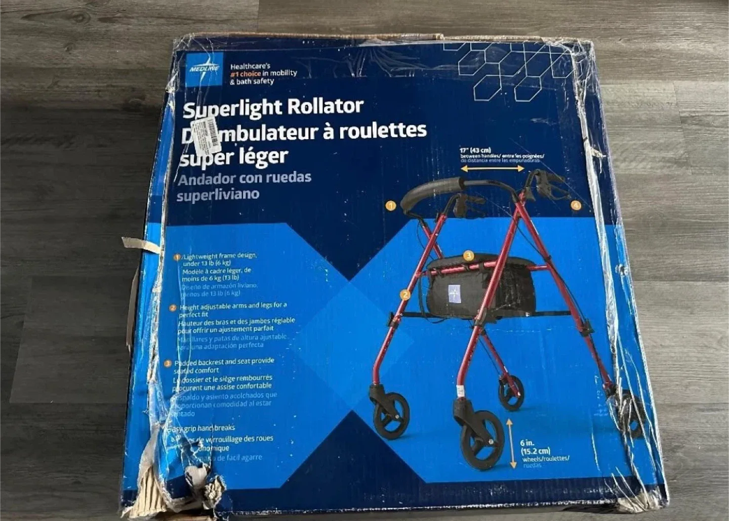 NEW Medline Superlight Steel Rollator Walker with Seat image indicator(4)