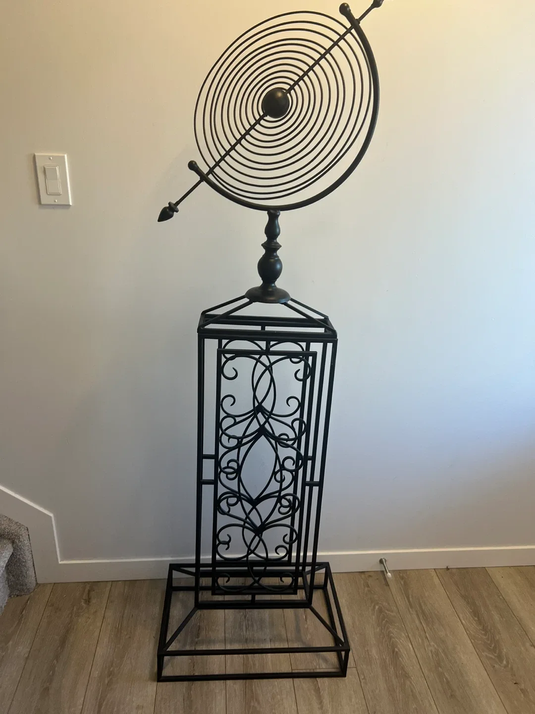 Metal Armillary Sphere on Stand - Black thumbnail