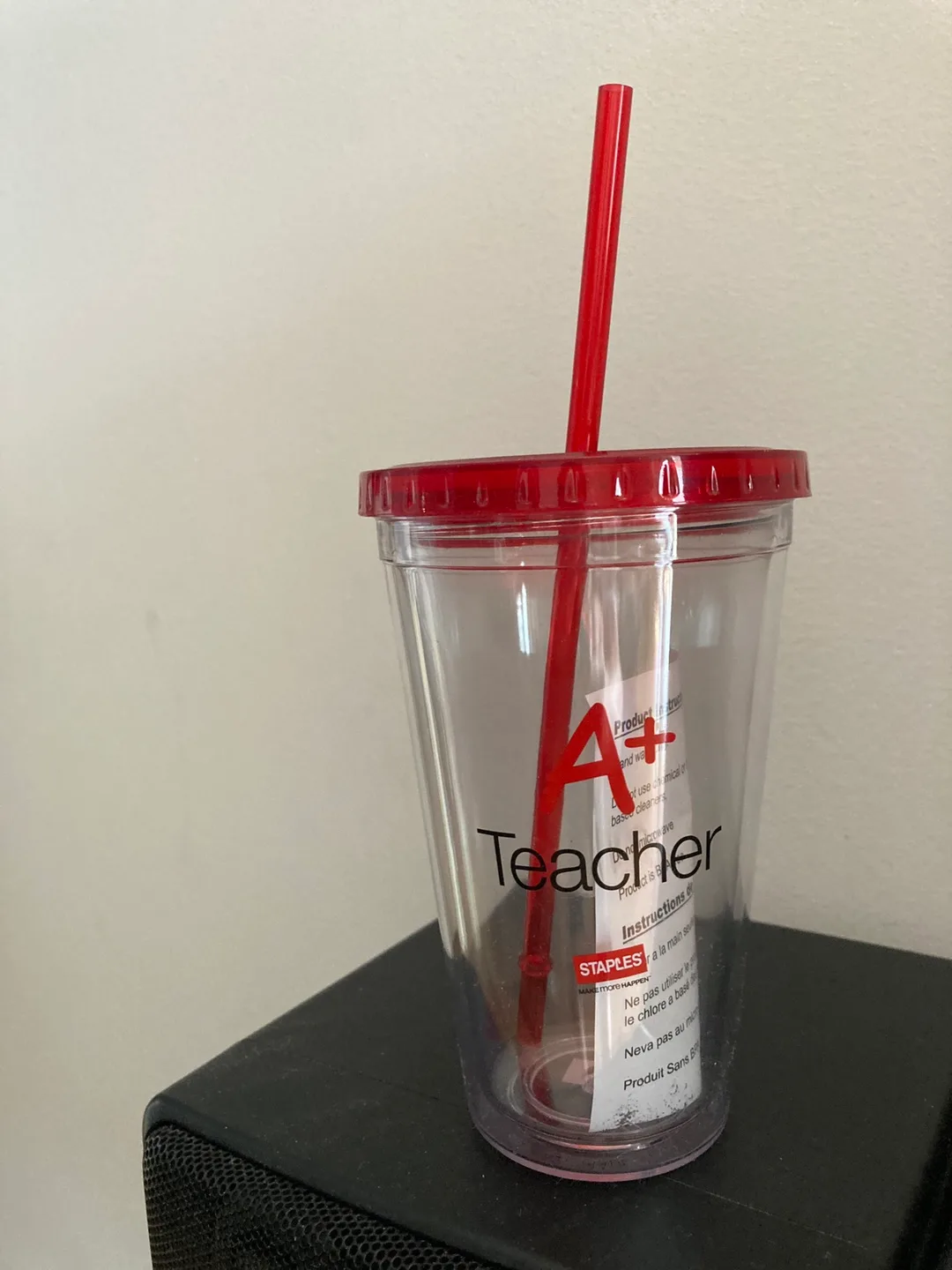 Staples 'A+ Teacher' Tumbler with Straw thumbnail