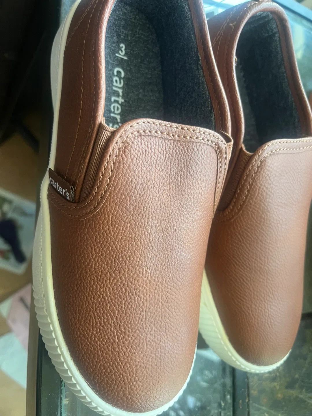 New Carter's Youth Size 3 Brown Ricky Slip-On Shoes image indicator(2)