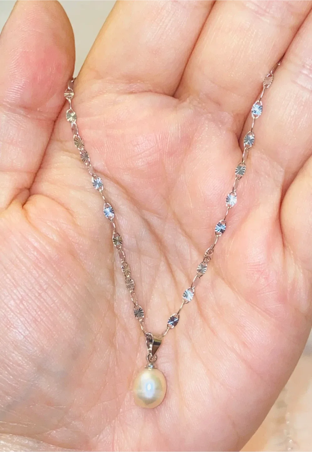 Pearl Pendant Necklace, Italy 925 Silver thumbnail