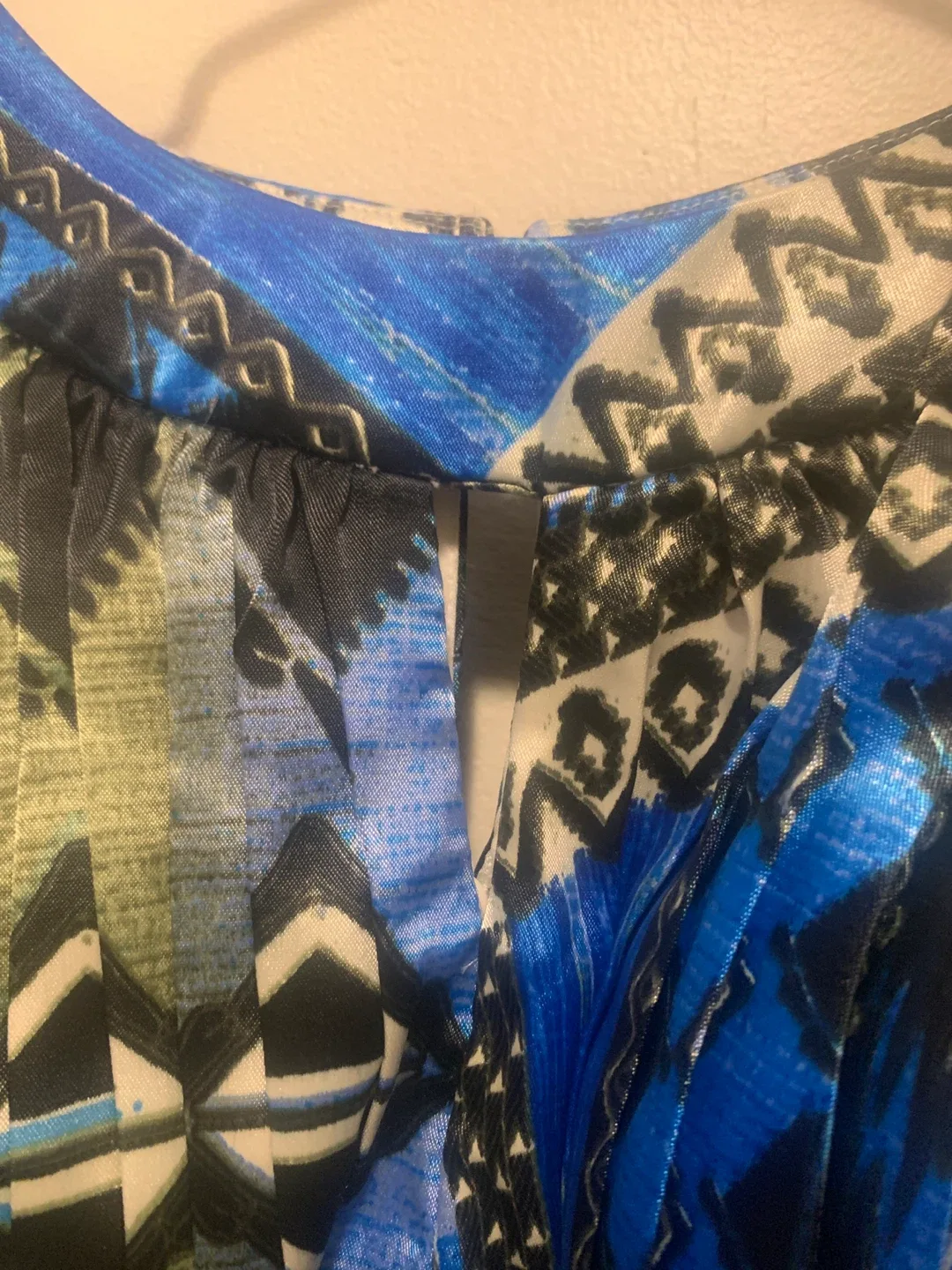 Blue Patterned Sleeveless Dress image indicator(2)