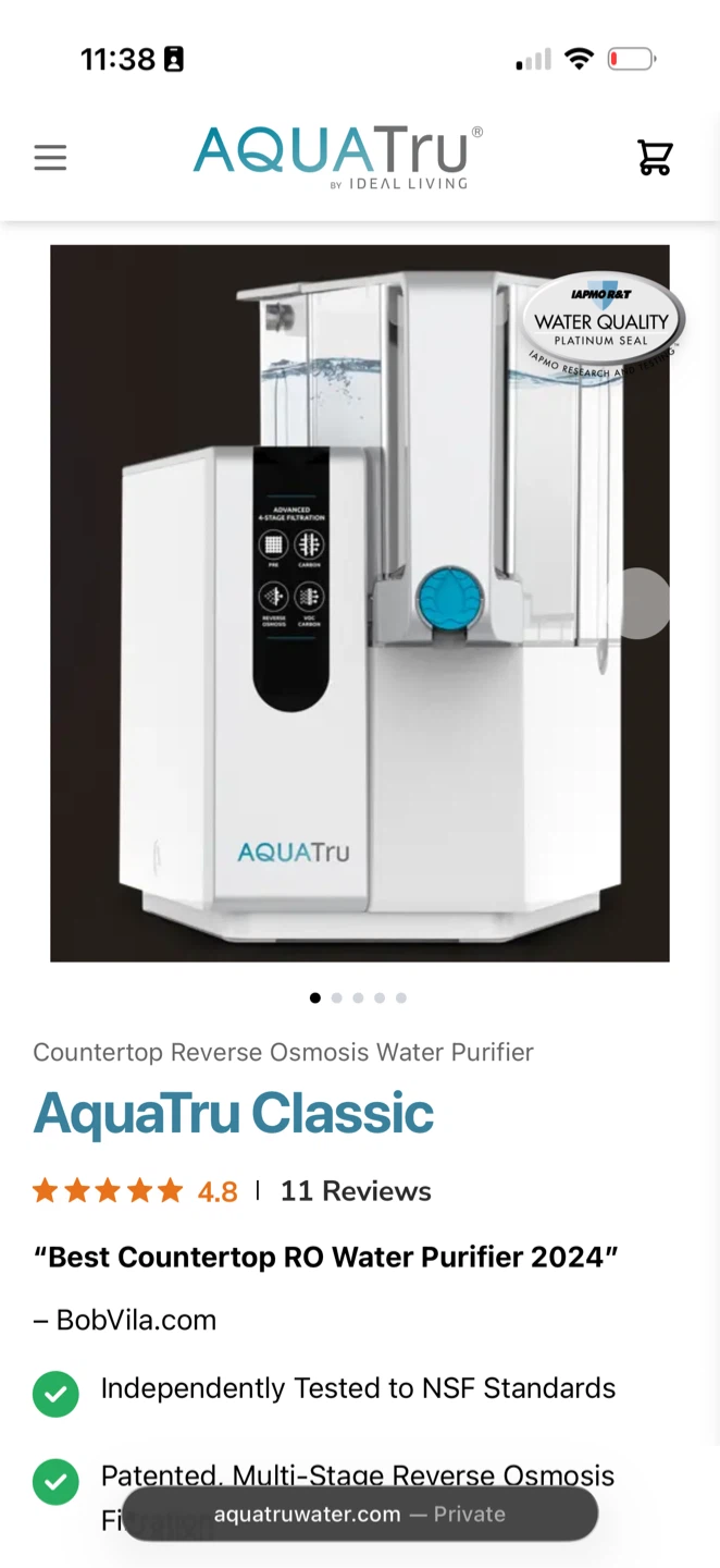AquaTru Classic Countertop Water Purifier + Filters