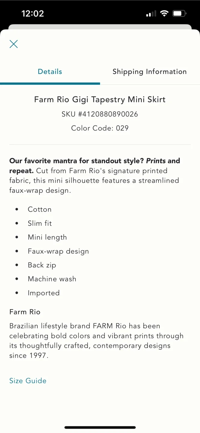 BNWT Farm Rio Gigi Tapestry Mini Skirt 26 image indicator(5)