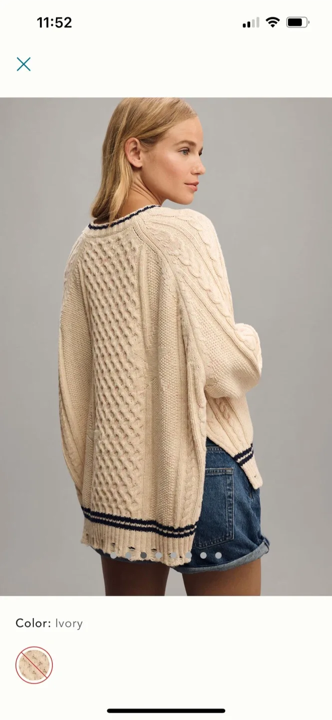 BNWT Anthropologie Pilcro Oversized Varisity Cable Sweater S image indicator(3)
