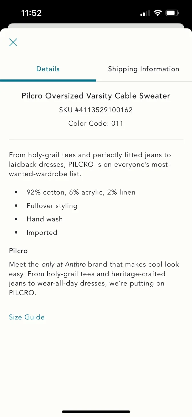 BNWT Anthropologie Pilcro Oversized Varisity Cable Sweater S image indicator(5)