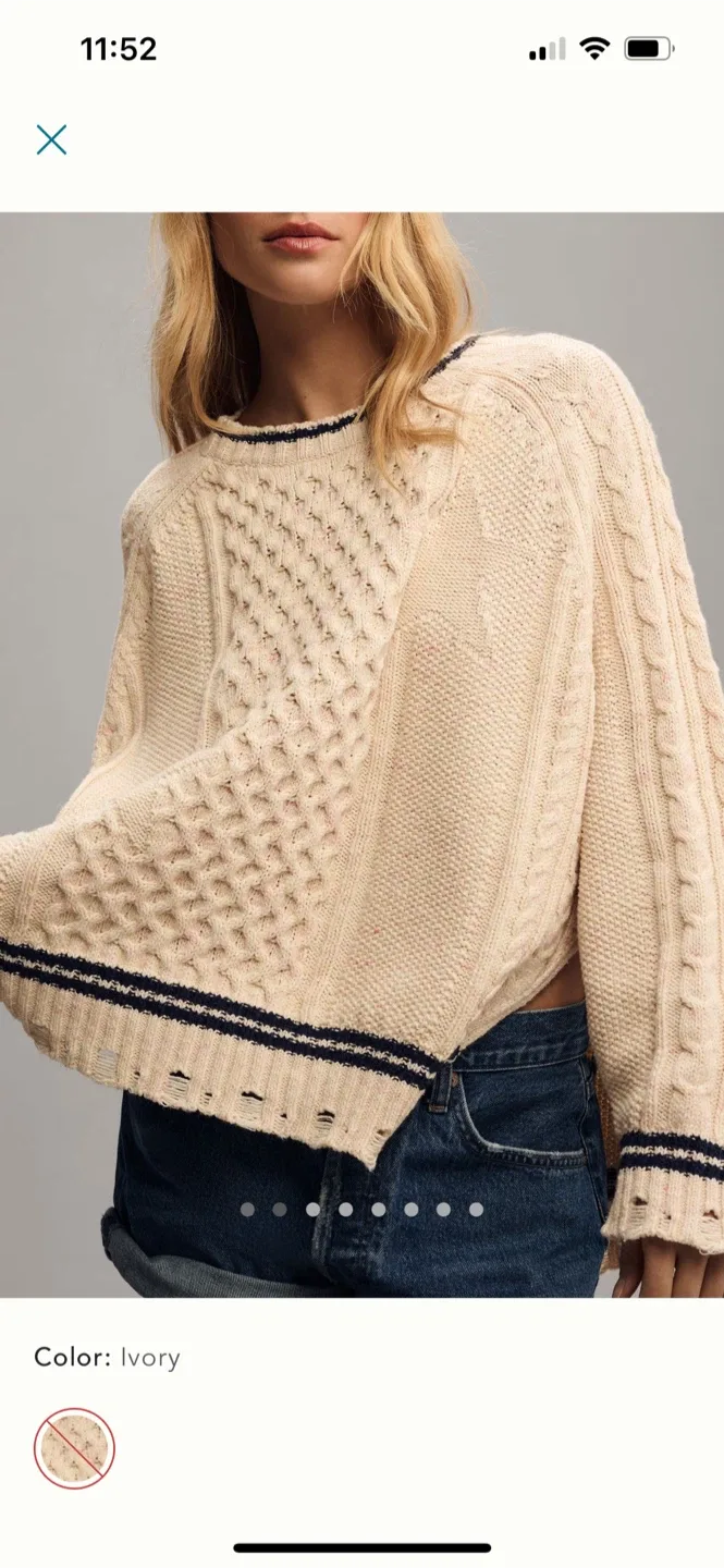 BNWT Anthropologie Pilcro Oversized Varisity Cable Sweater S image indicator(2)