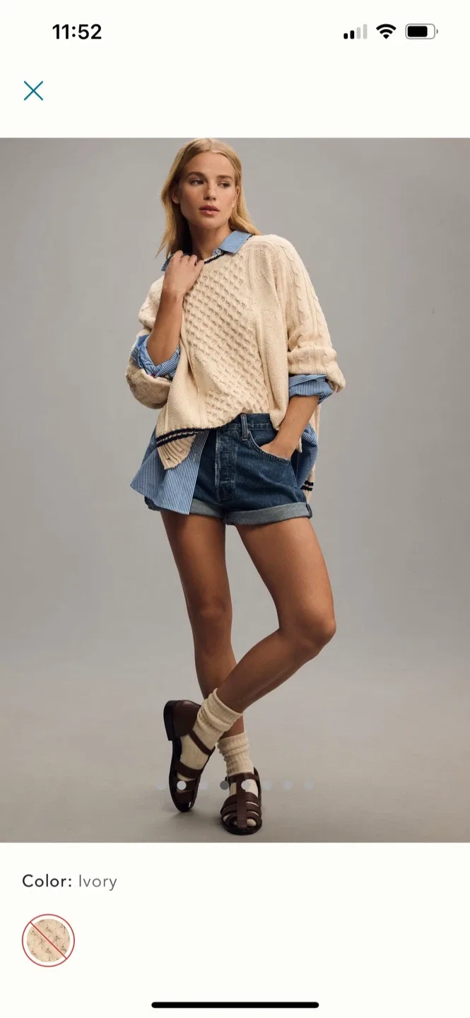 BNWT Anthropologie Pilcro Oversized Varisity Cable Sweater S image indicator(4)