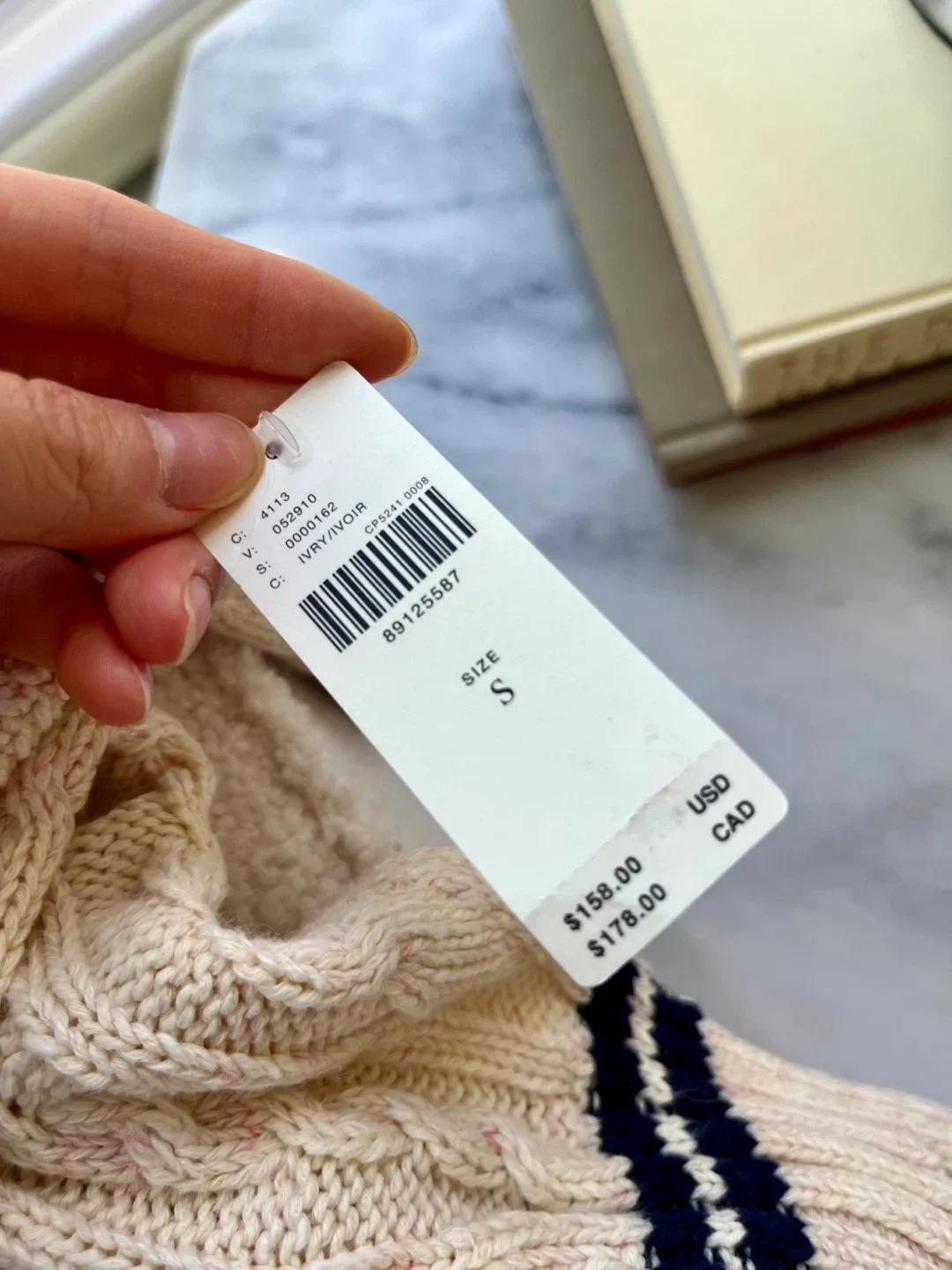 BNWT Anthropologie Pilcro Oversized Varisity Cable Sweater S image indicator(7)