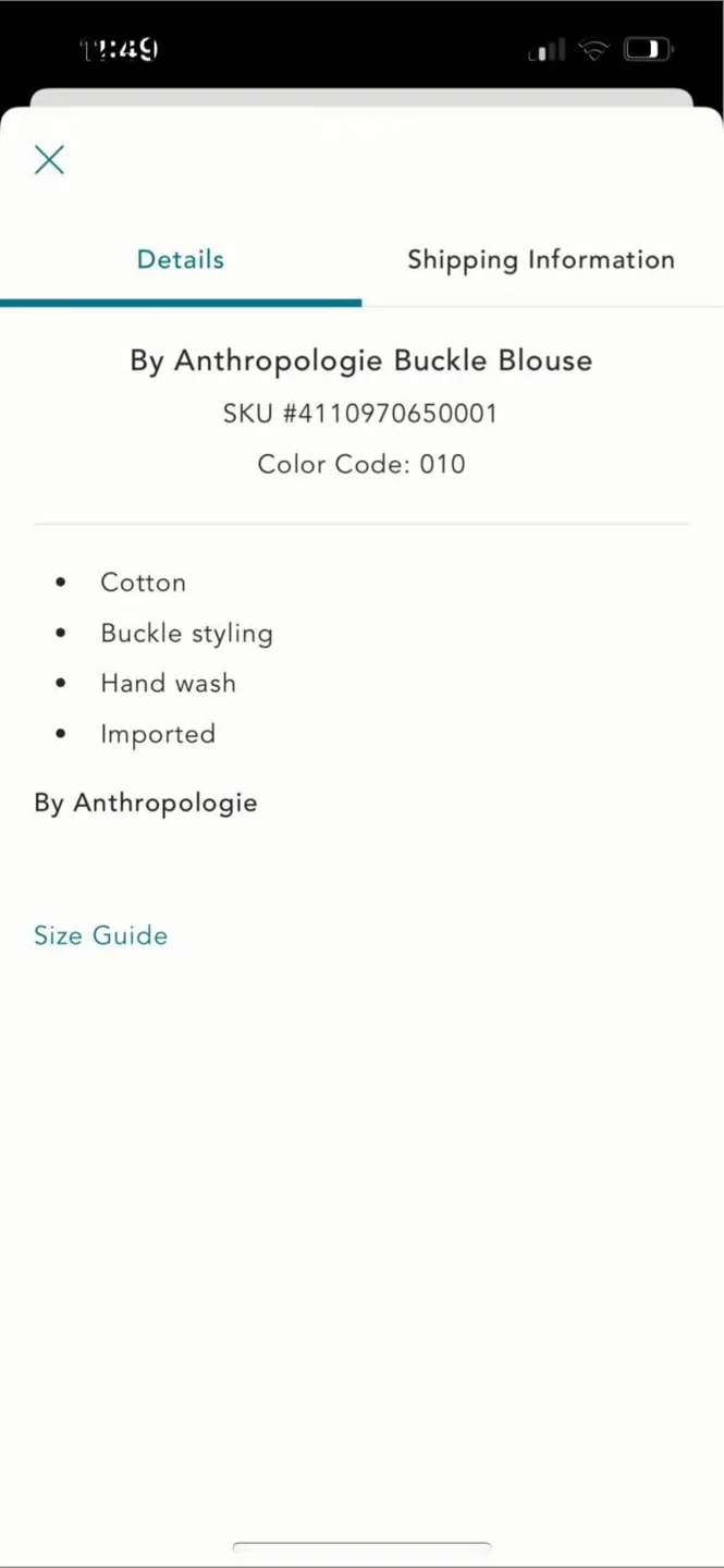 BNWT Anthropologie Buckle Blouse XS image indicator(5)