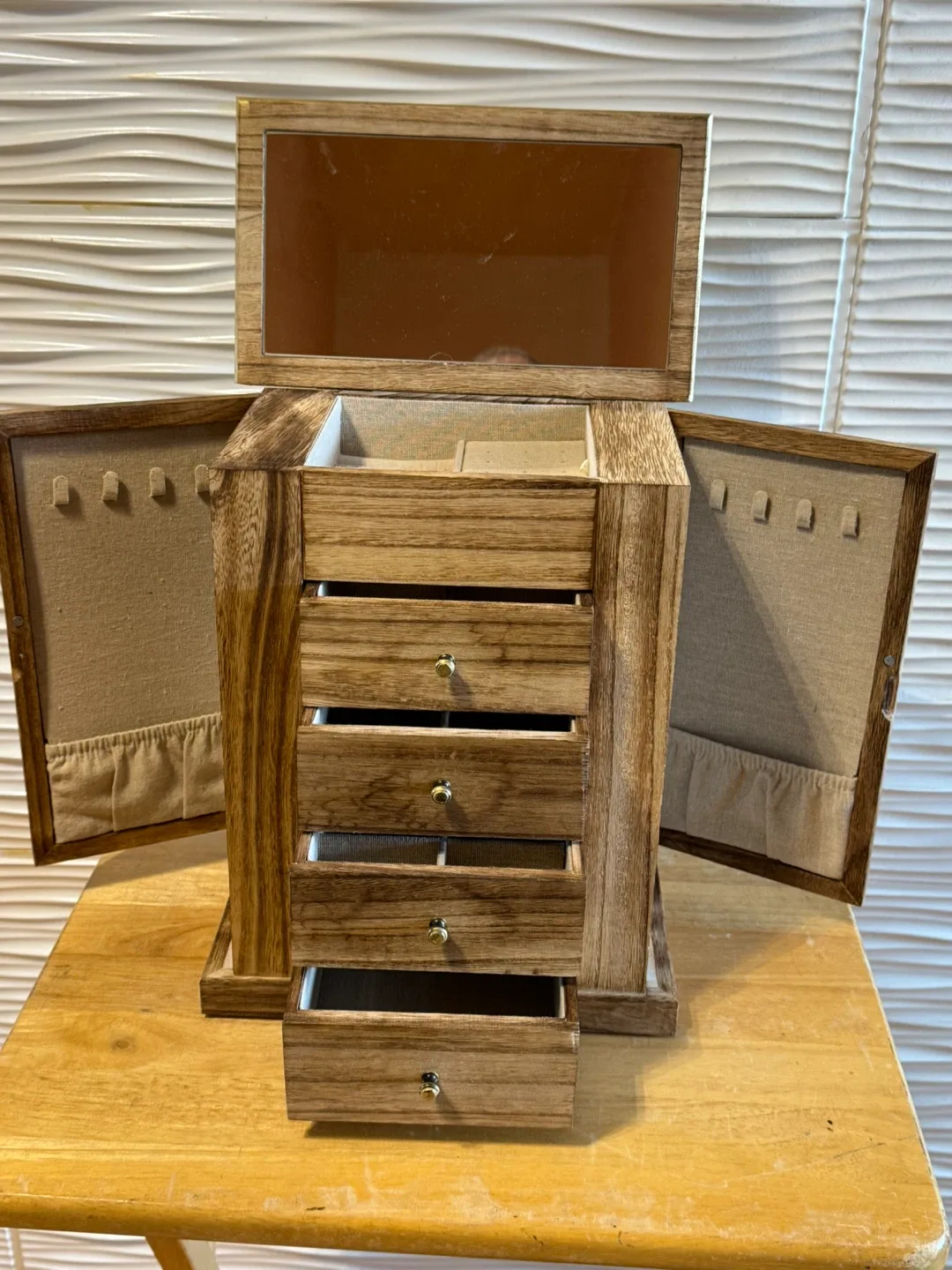 Wooden Jewelry Box with Mirror image indicator(3)