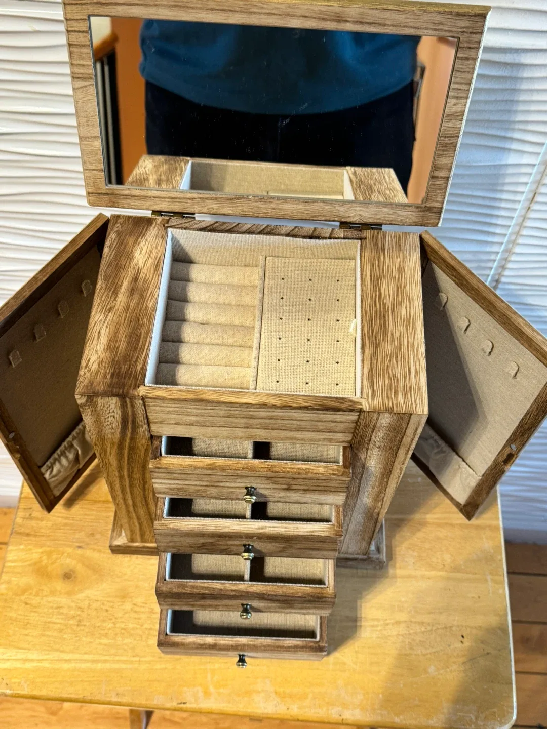 Wooden Jewelry Box with Mirror image indicator(2)