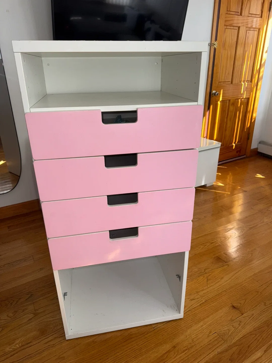 White & Pink 4-Drawer Storage Unit image indicator(4)