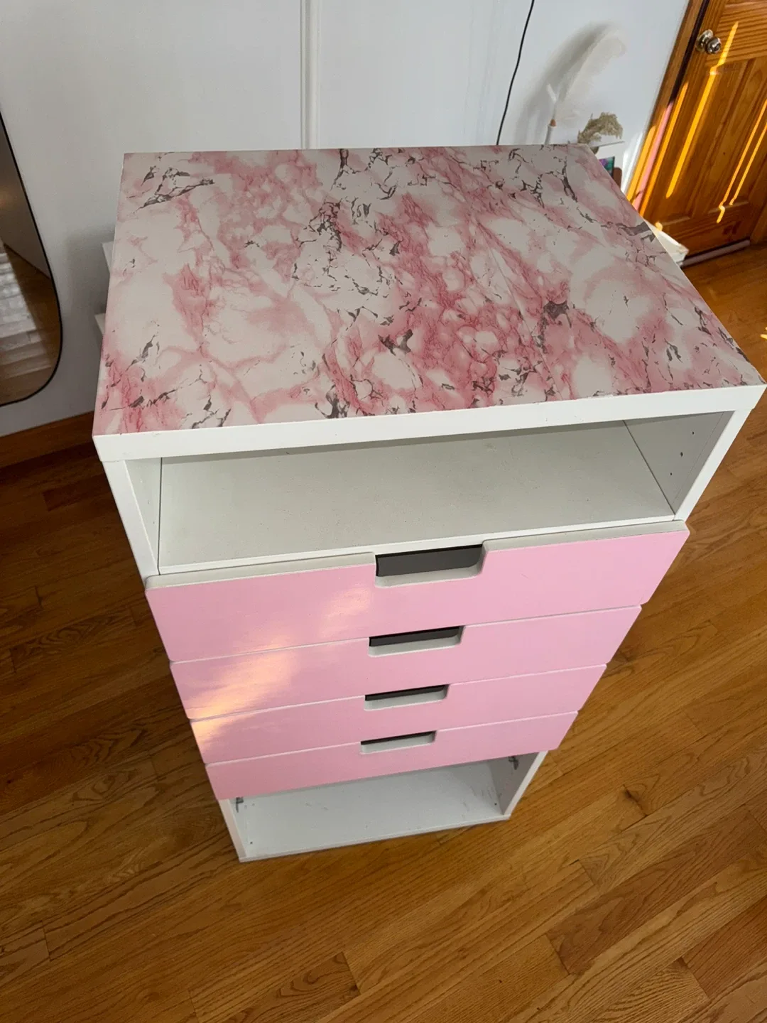 White & Pink 4-Drawer Storage Unit image indicator(3)