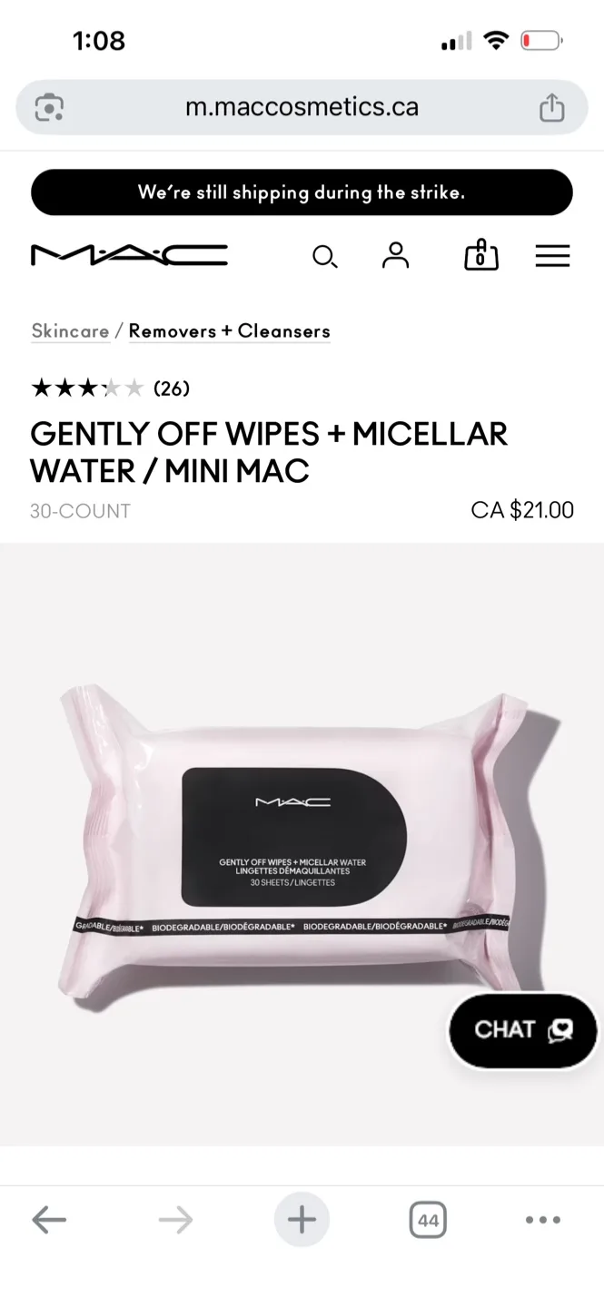 NEW MAC Gently Off Wipes + Micellar Water - 30 count image indicator(2)