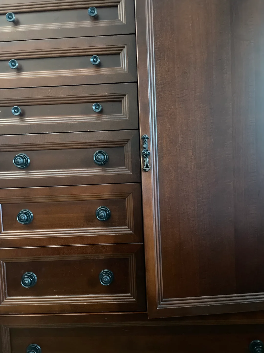 Dark Wood Dresser with Cabinet image indicator(2)