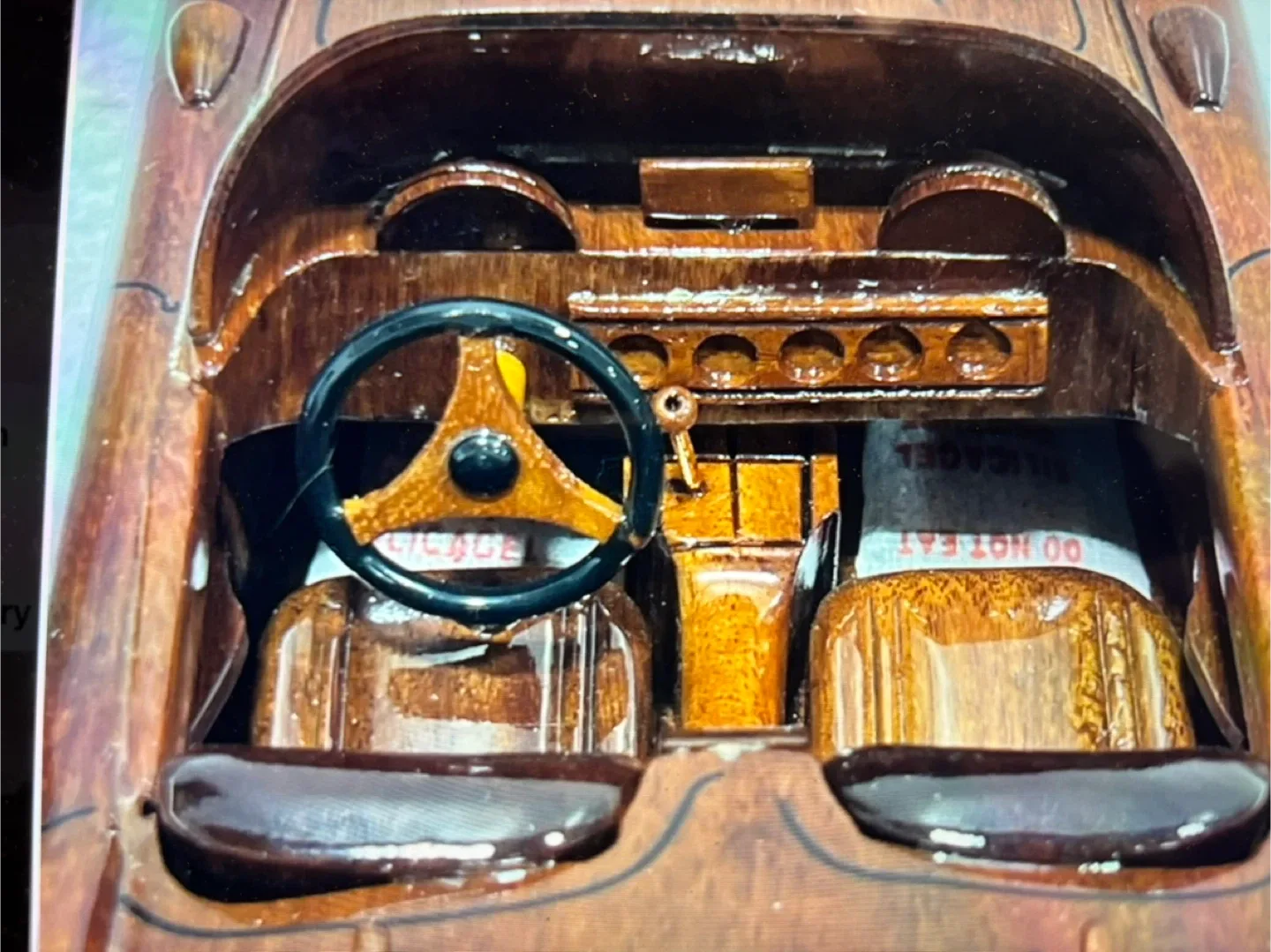 Handcrafted Wooden Mahogany Corvette Model with rolling wheels image indicator(2)