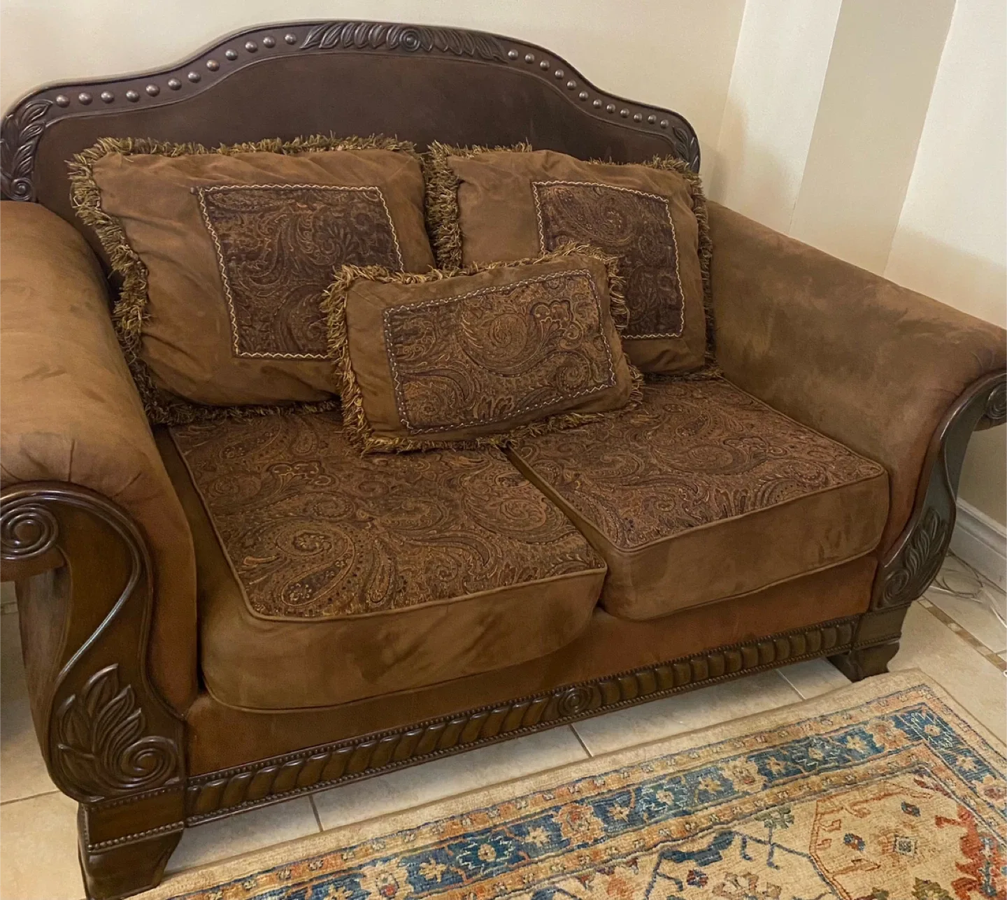 TWO SOFAS Brown Patterned thumbnail