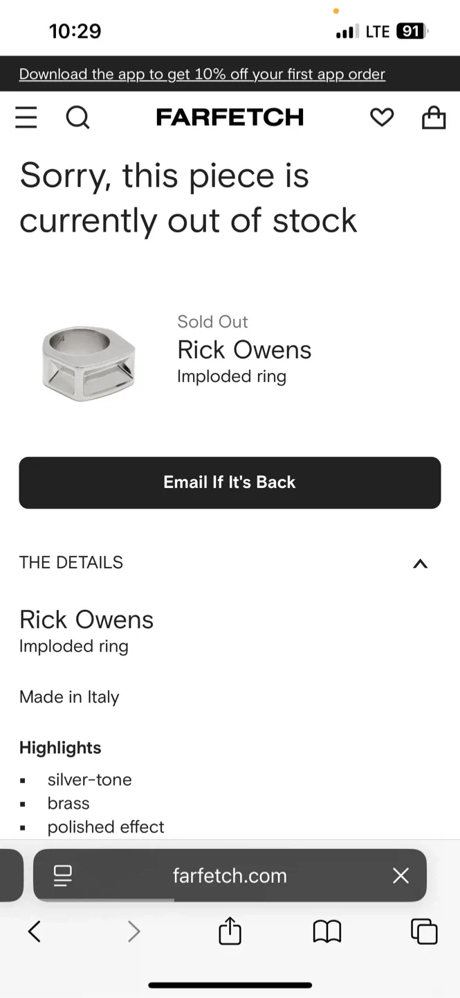 Rick Owens Imploded Ring - Silver-Tone Brass image indicator(3)