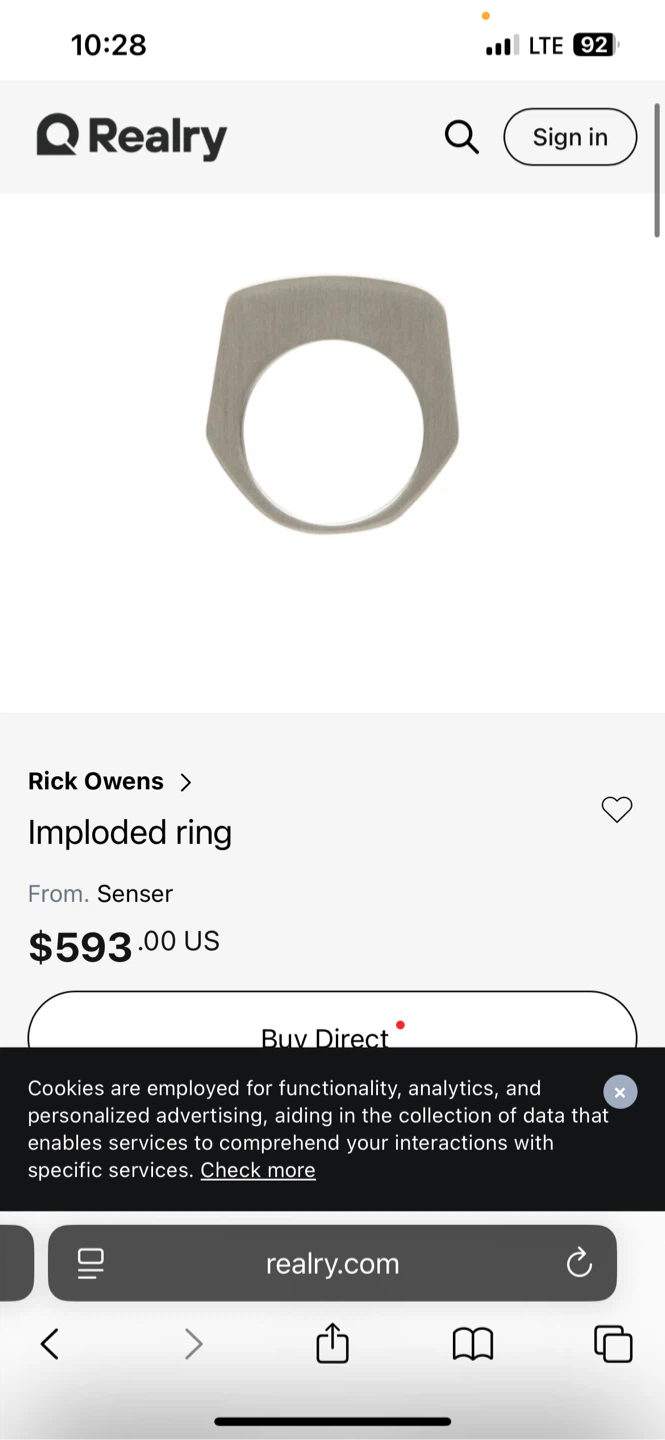 Rick Owens Imploded Ring - Silver-Tone Brass - photo 2