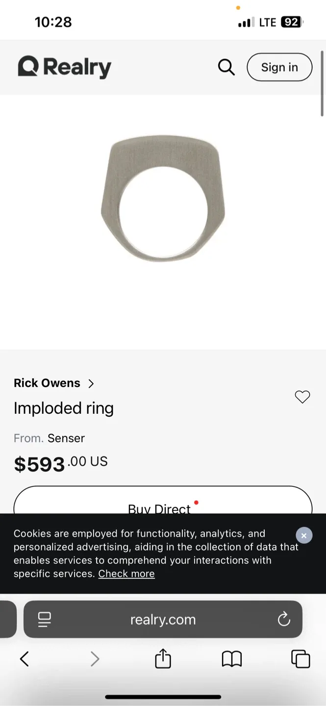 Rick Owens Imploded Ring - Silver-Tone Brass image indicator(2)