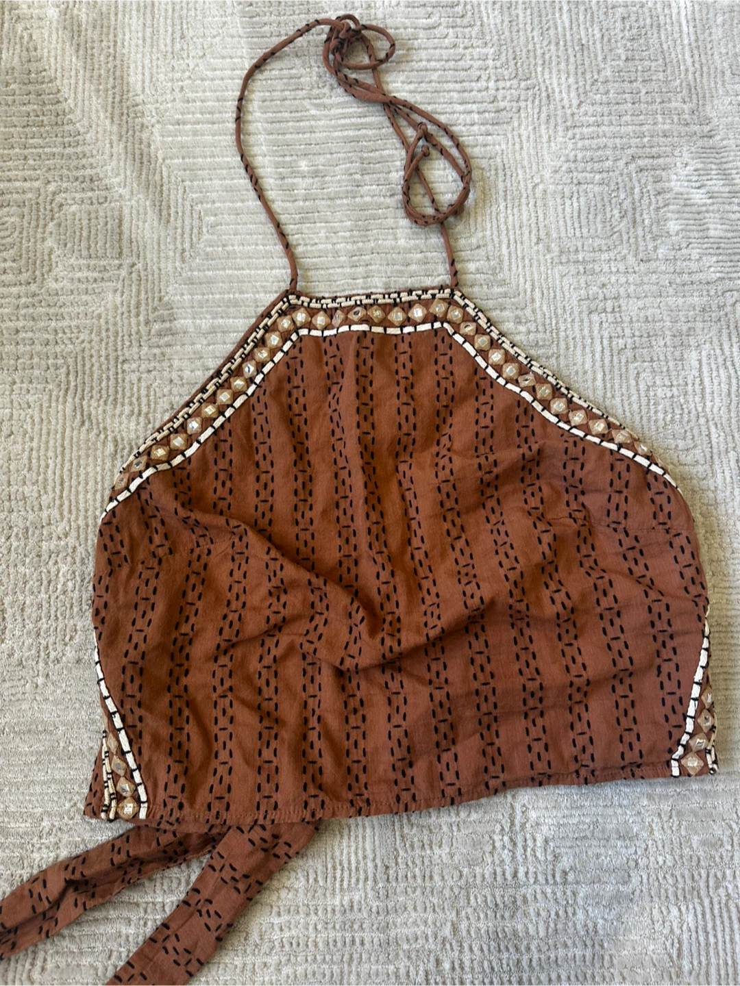 New Zara Brown Halter Top - Size L