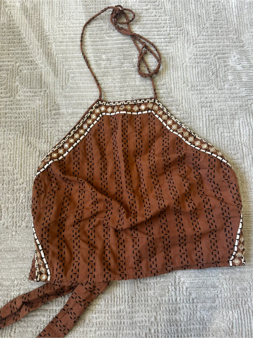 New Zara Brown Halter Top - Size L thumbnail