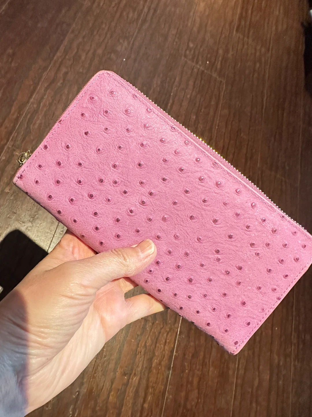 Ostrich Embossed Cap Wallet - Lilac