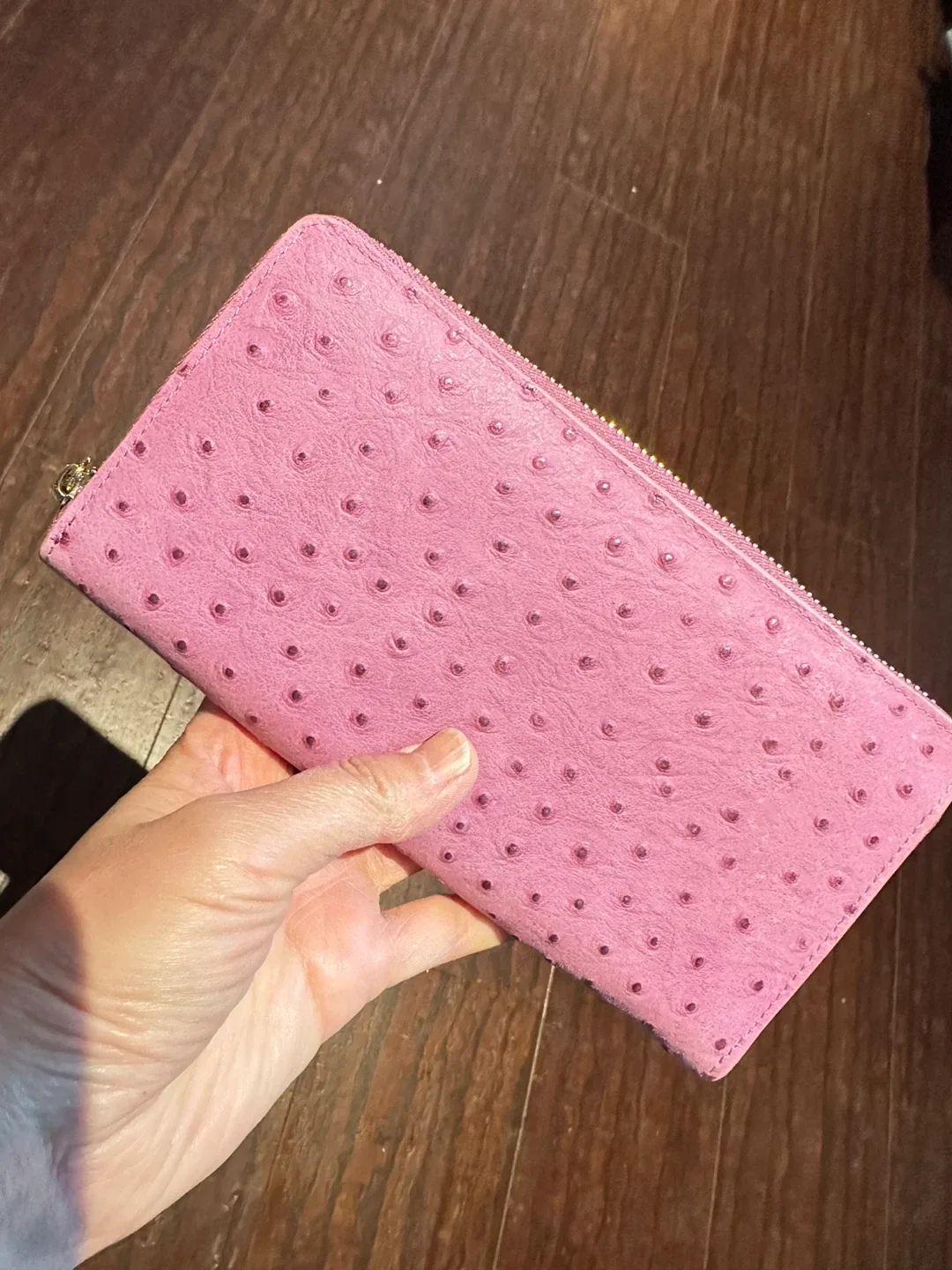 Ostrich Embossed Cap Wallet - Lilac thumbnail